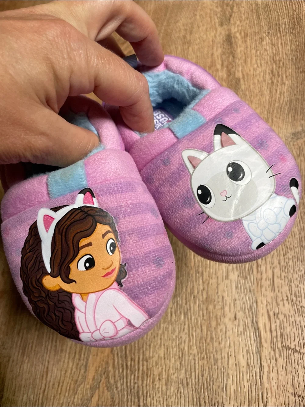 Girls' Pink Plush Moccasin Slippers with Character Accents